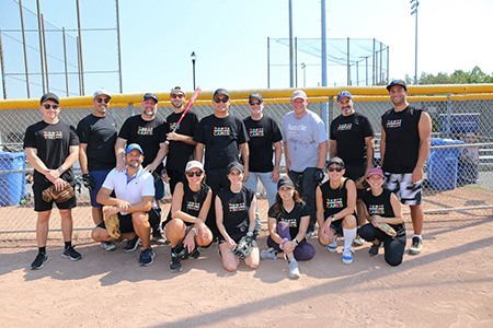 Team photo at a baseball field